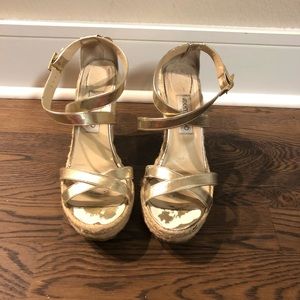 Jimmy Choo Metallic Espadrille Wedges Size 41/US11